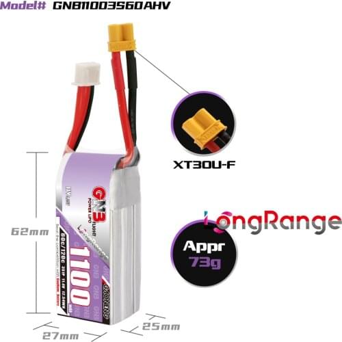 Gaoneng GNB 1100mAh 3S 11.4V 50C Lipo Battery XT30 Plug for Full Speed Tiny Leader RC FPV Racing Drone
