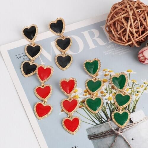 Wholesale JUJIA Korean Trendy Love Heart Dangle Drop Earrings For Women Jewelry Cute Statement Alloy Girls Earrings