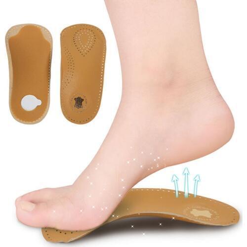 Unisex foot care 3/4 length insole leather flat feet orthopedic insoles arch vault half insole orthopedic insoles