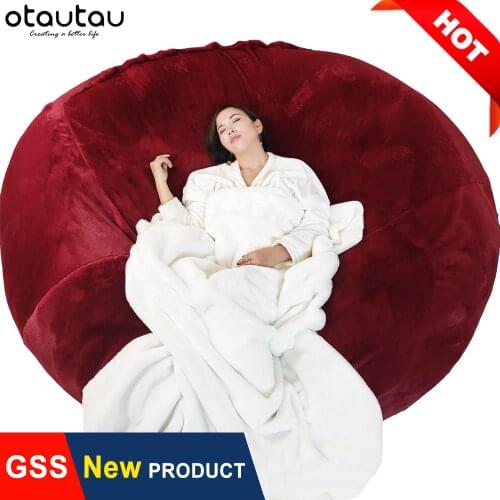 OTAUTAU Giant Bean Bag Sofa Bed Pouf Cover No Filler Big XXL Beanbag Puff Seat Couch Futon Chair Ottoman Relax Lounge Furniture