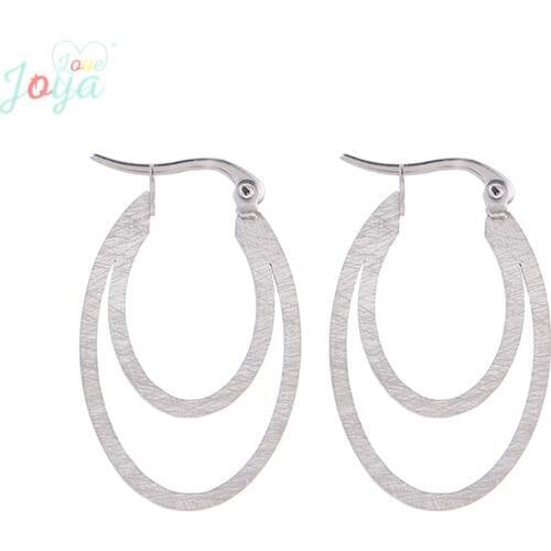 Badu Oval Hoop Earring Stainless Steel Double Layered Geometric Earrings Fashion Jewelry Gift for Girls Wholesale