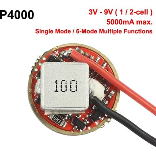 P4000 20mm 5A 1 or 2-cell 3V - 9V 6-Mode Buck Driver Circuit Board