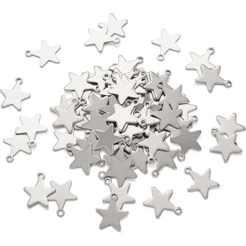 200pcs 304 Stainless Steel Stars Charms Pendant for Christmas DIY Bracelet Necklace Jewlery Making Decor Accessories,Hole: 1mm