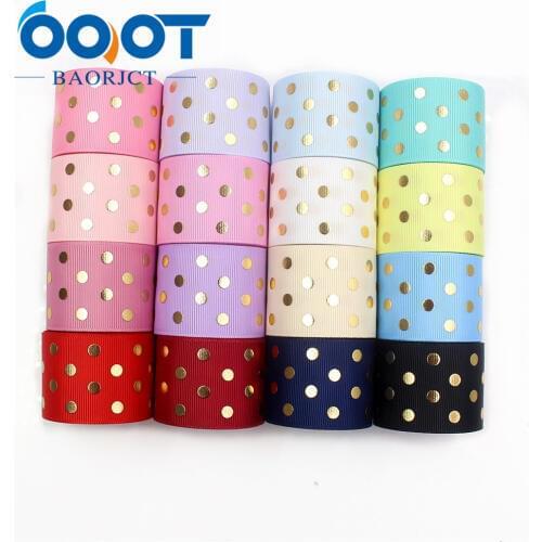 I-19518-1248 1-1/2'' 38mm Hot gold dots Printed grosgrain ribbon,DIY handmade jewelry accessories,wedding birthday packaging