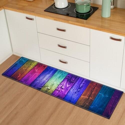 Wood Grain Kitchen Mat Entrance Doormat Home Hallway Floor Decoration Bedroom Living Room Rug Absorbent Non-slip Bathroom Carpet