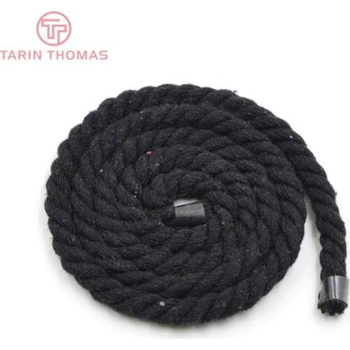 6mm 8mm 10mm 12mm Black 100% Cotton Three Strands Twisted Corps Rope Diy Findings Accessories 5 Meters