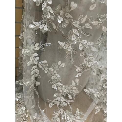 Newest french net lace SYJ-32688 with beads high quality for fashion show