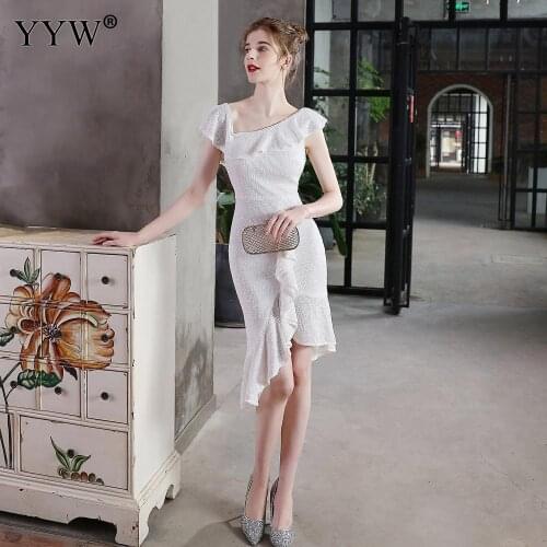 WomenS Luxury Sequins Ruffled Short Evening Dresses Elegant Knee Length Cocktail Party Vestidos Robe De Soiree Formal Gowns New