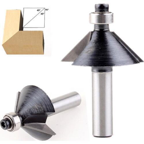 1pcs 45 Degree Shank Chamfer Cutter Router Bits for Wood Horse Nose Bit CNC Woodworking Tools 8mm