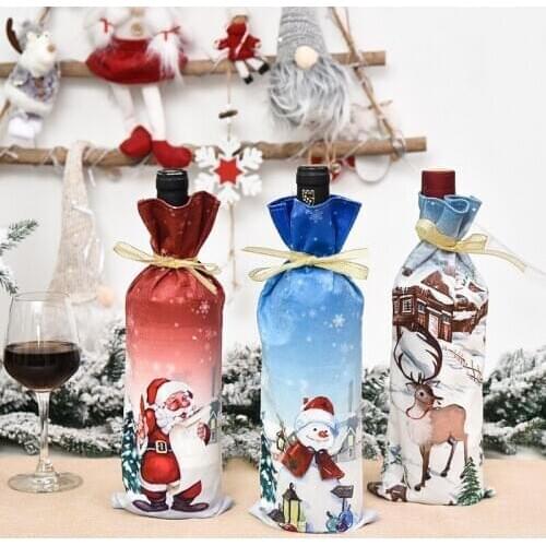 Christmas Decoration Wine Bottle Cover Creative Cartoon Santa Claus Snowman Elk Doll Wine Bottle Cover Bag