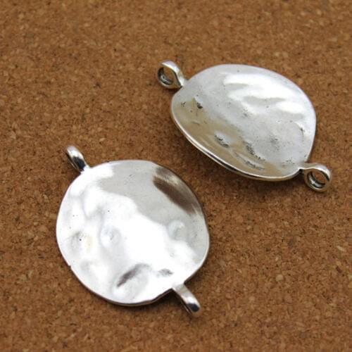 10pcs/lot 28mm*43mm Hole 4 mm Antique Silver Color Vintage Sideway Round Cord Charms Connectors Jewelry Findings F1554