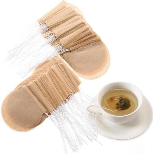 100 Pcs Round Tea Bag Teabags Empty Scented Tea Bags Filter Infuser with String Heal Seal Paper Teabags for Herb Loose Tea