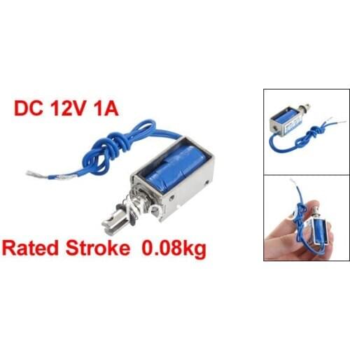 DC 12V 1A 10mm Stroke 0.08kg Holding Open Frame Push Type Linear Solenoid Electromagnet