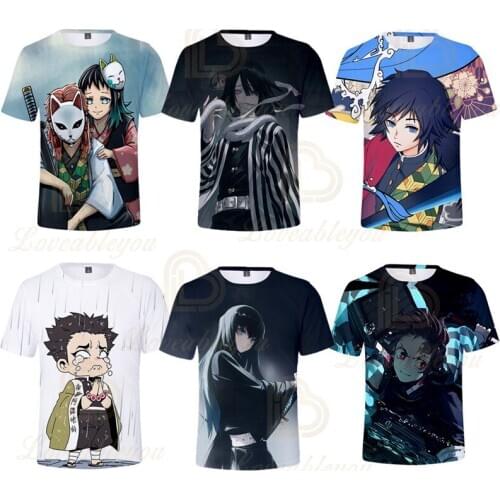 2020 Summer Tshirt Demon Slayer 3d Print Mens Short Sleeve T-shirt Casual O Neck Tshirt for Children 100-160 Clothing