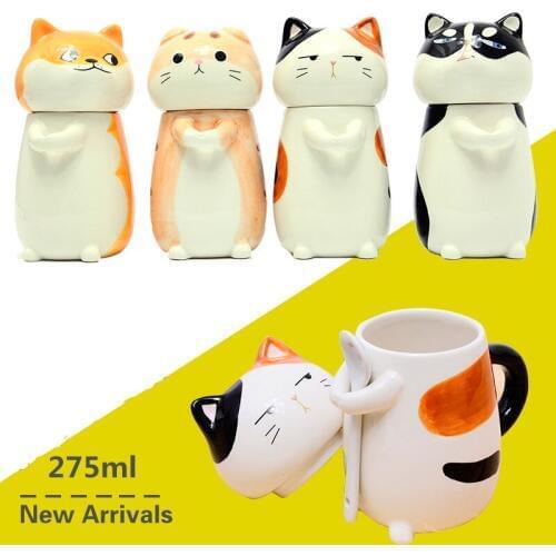 275ml Cartoon Husky Ceramic Personality Mug with Spoon Milk mug Office Coffee Tumbler Cute Creative Breakfast Mug