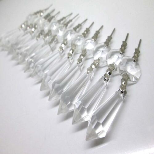 38mm Crystal Chandelier Icicle U-drop Prisms Lamp Pendants Pack of 20 (Clear) Crystal Pendants for Chandeliers Glass Drops