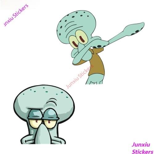 3D Funny SQUIDWARD DAB Anime Peeking for Motorcycle Car Bumper Window Car Sticker Decal Scratch-Proof Exterior PVC10x10cm