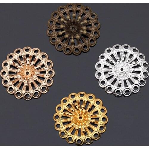 50 Pieces/Lot 20mm Filigree Flower Copper Material Base Setting Spacer Jewelry Accessories