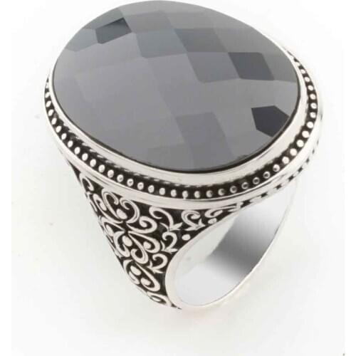 925 sterling Silver Black Zircon Men Ring Model 4