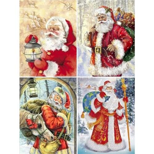 Diamond Mosaic Cross Stitch Santa Claus Diamond Painting With Square Rhinestones Cartoon Christmas Bead Picture Art