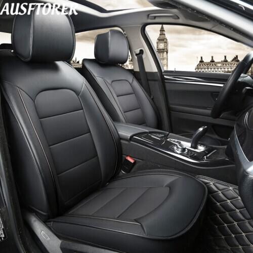 AUSFTORER Genuine Leather Automobiles Seat Covers for Infiniti EX35 EX37 EX25 Accessories Seat Cover Car Cushion Protector 16PCS