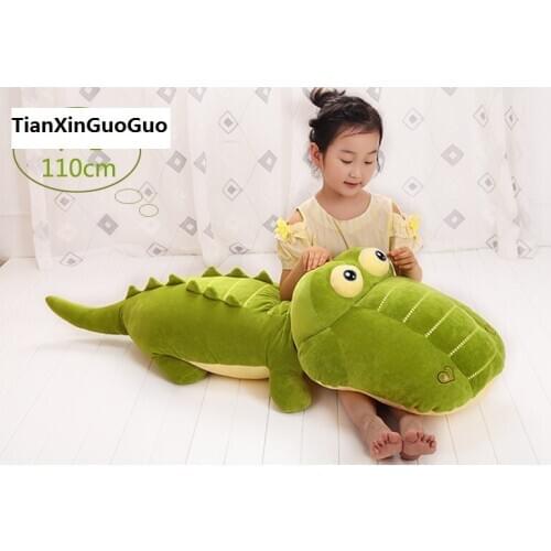 Large 110cm green crocodile plush toy soft doll throw pillow Valentines Day,birthday gift b2721