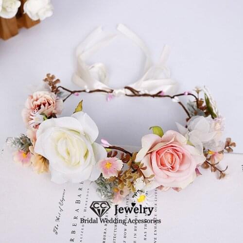 CC Tiara Flowers Wedding Accessories for Women Engagement Hair Ornaments Bridal Crowns Prom Decoration Wreath Floral Party 58437