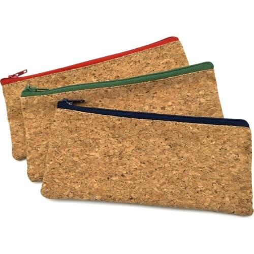 Cork Wood Phellem Pencil Case Yellow Cork Wood Pen Bag School Office Pencil Bag Pen Case Cork Bag Zipper Bag 3 Color Zipper