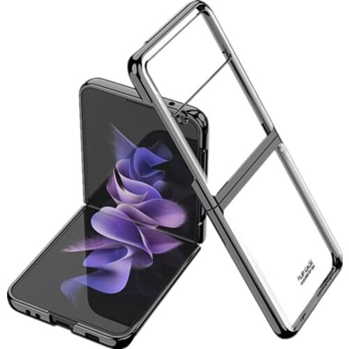 For Samsung Z Flip 3 5G Case Transparent Plating Hard PC Phone Back Cover For Samsung Galaxy Z Flip 3 Cases ZFlip 3 Shells Capa