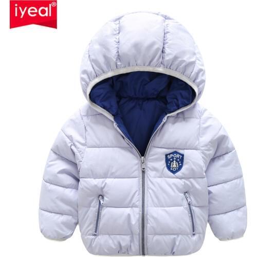 IYEAL New Baby Boys Girls Hooded Coat Kids Sport Hoodies Winter Outerwear Children Jackets Clothing Warm Clothes for 1-6Y
