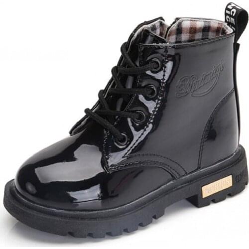 Children Martin Boots Autumn Winter PU Leather Kids Boots For Boys Waterproof Motorcycle Rubber Shoes Fashion Girls Snow Boots