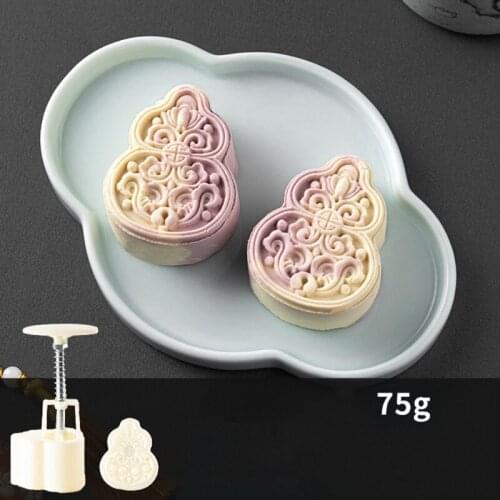 H7EA DIY Mooncake Molds 50g/75g Gourd Shape Moon Cake Plastic Material Mold Press Safe Mooncake Molds for Mid-Autumn Festival