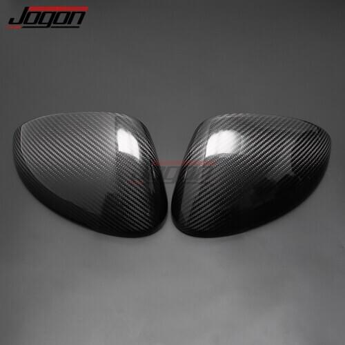 Glossy Real Carbon Fiber Car Side Wing Rearview Mirror Cover Add On For Porsche Macan S 2014-2020 Styling