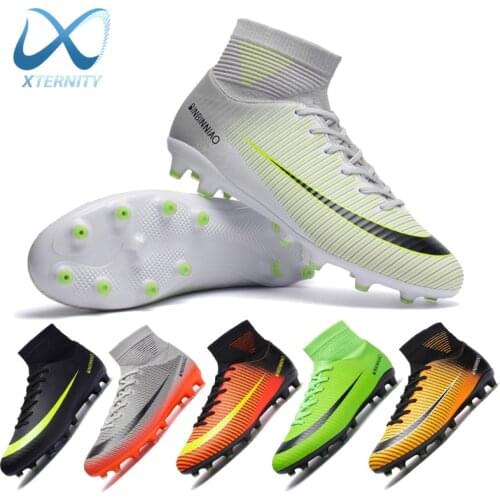 Hot Sale Classical Soccer Shoes Mens Football Boots Sneakers Waterproof High Ankle AG/TF Soccer Cleats Boys Outdoor Sport Shoes