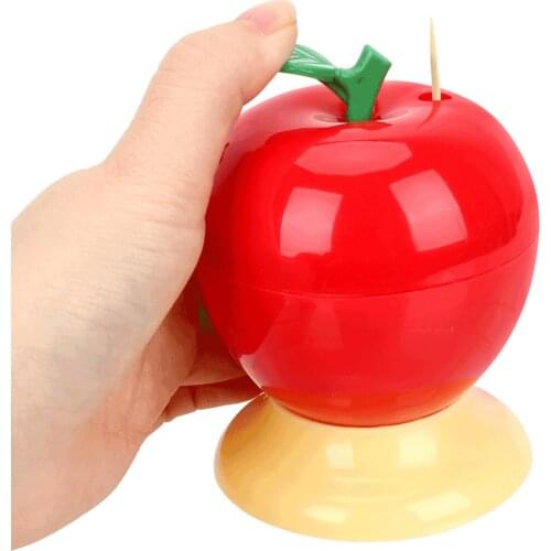 HOOMIN Automatic Toothpick Holder Press Type Fruit Apple Shape Toothpick Box Plastic