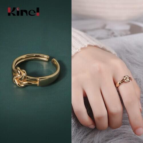 Kinel Authentic Sterling Silver 925 Ring Geometric Twisted Open Size Finger Rings Women Wedding Engagement Jewelry