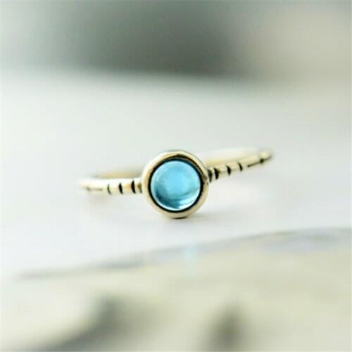 Korean fashion moonstone blue stone finger ring woman rings vintage free shipping adjustable female egypt