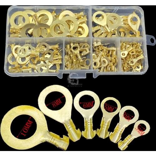 150pcs/set Round Terminal Block DJ431 O-type Lugs Terminals Cold-Pressed Connector Copper Tab Wiring Nose Combination Set