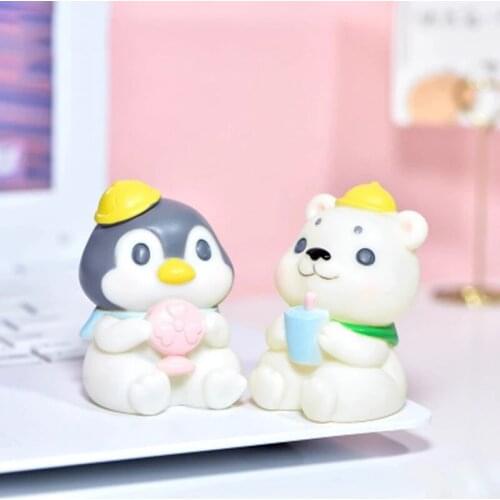 ZOCDOU 1 Piece Cute Penguin Beer Small Statue Little Figurine Crafts Figure Ornament Miniatures
