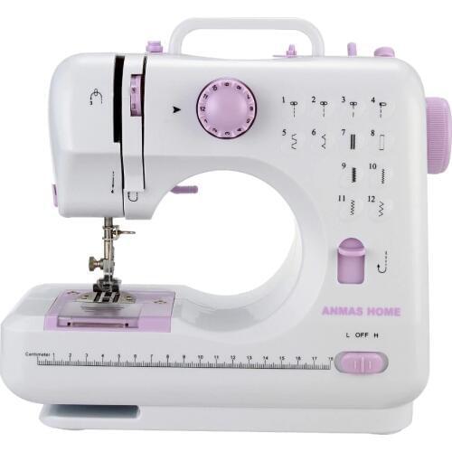 12 Stitches Mini Sewing Machine Electric Overlock Household Walking Foot Foot Pedal Sewing Sew Machine Double Thread Speed