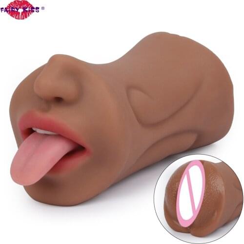 Blowjob Masturbation Soft Stick Male Masturbator Rubber Artificial Vagina Real Pocket Pussy Oral Sex Toys Vaginal For Men Adults