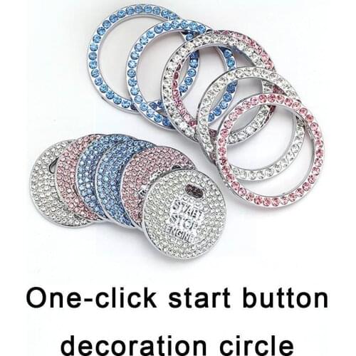 Fashion Creative Bling Crystal Ring For Car One Key Color Engine 3 Decoration Start Button Cover Stop Ignition Protector Auto