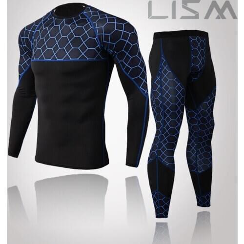 Mens Brand Compression Men Thermal Underwear Set t-Shirt + Leggings Rashguard Long Johns Winter Man Thermal Underwear Clothing