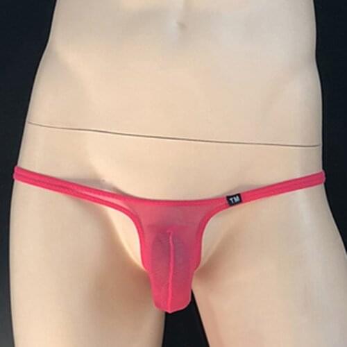 Men Sexy Low Rise Mesh Briefs Thong G-String T-Back Stretch Lingerie Underwear Button Sex Uniform Sissy Gay Temptation Lingerie