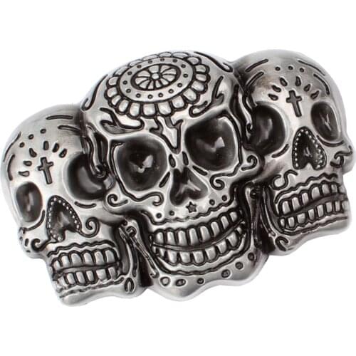 Men Punk Skull Belt Buckle Antique Silver 3D Skull Head Gothic Motorcycle Biker