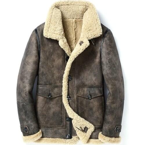 Genuine Leather Jacket Men Winter Jacket Real Sheepskin Coat for Men Natural Wool Fur Coats Bomber Jackets Plus Size 5xl MY1772