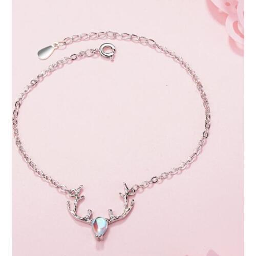 New Fashion Colorful Moonstone Cute Animal 925 Sterling Silver Jewelry Temperament Elk Deer Exquisite Crystal Bracelets SB118
