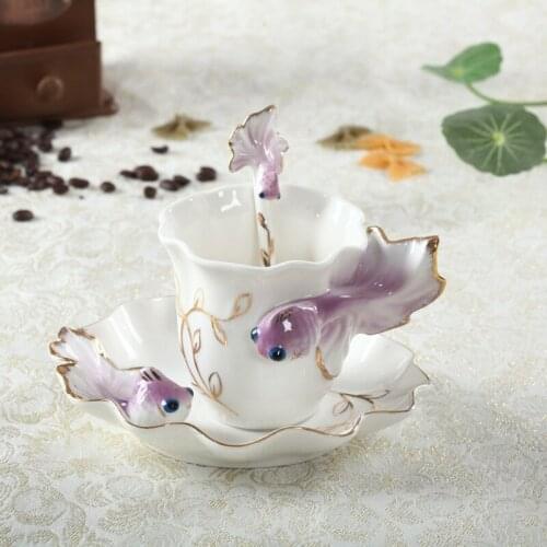 The new Japanese-Korean porcelain goldfish coffee cup has more than one teacout set every year coffee mug mermaid mug