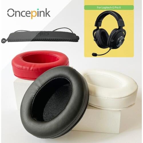Oncepink Replacement EarPads Headband For Logitech G Pro X Headphone Ear Cushion Repair Parts Earphones Accessories