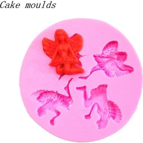 Wholesale Silicone mold K096 Angel Fairy shape Decoration Fondant cake mold chocolate mold DIY tools